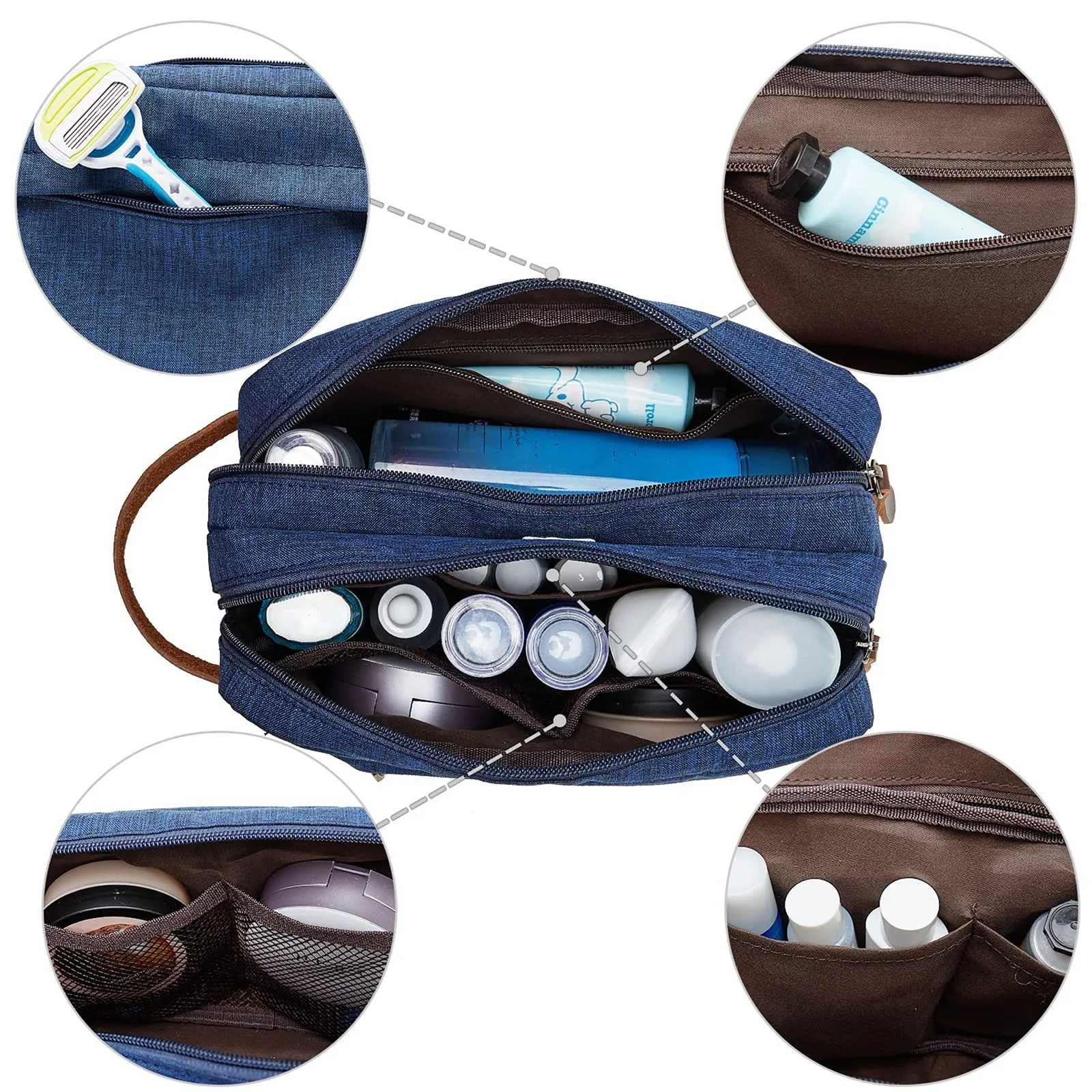 WANDF Borsa da toilette in Nylon Leggero, Blu - immagine 3