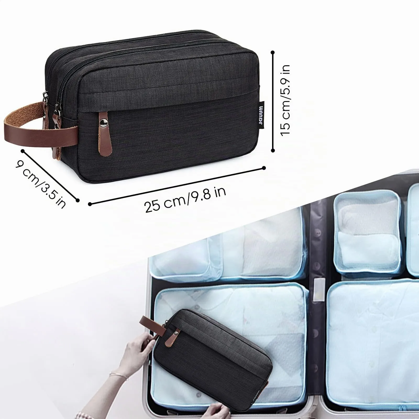 WANDF Borsa da toilette in Nylon Leggero, Nero - immagine 4
