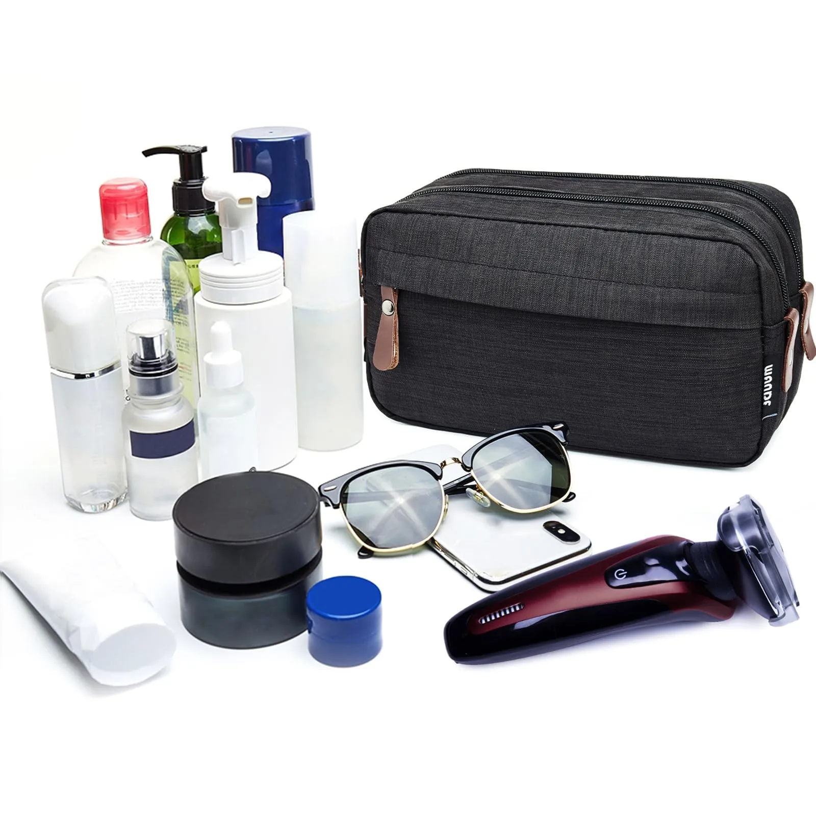 WANDF Borsa da toilette in Nylon Leggero, Nero - immagine 5