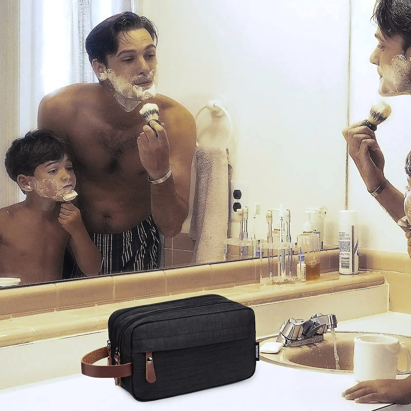 WANDF Borsa da toilette in Nylon Leggero, Nero - immagine 6