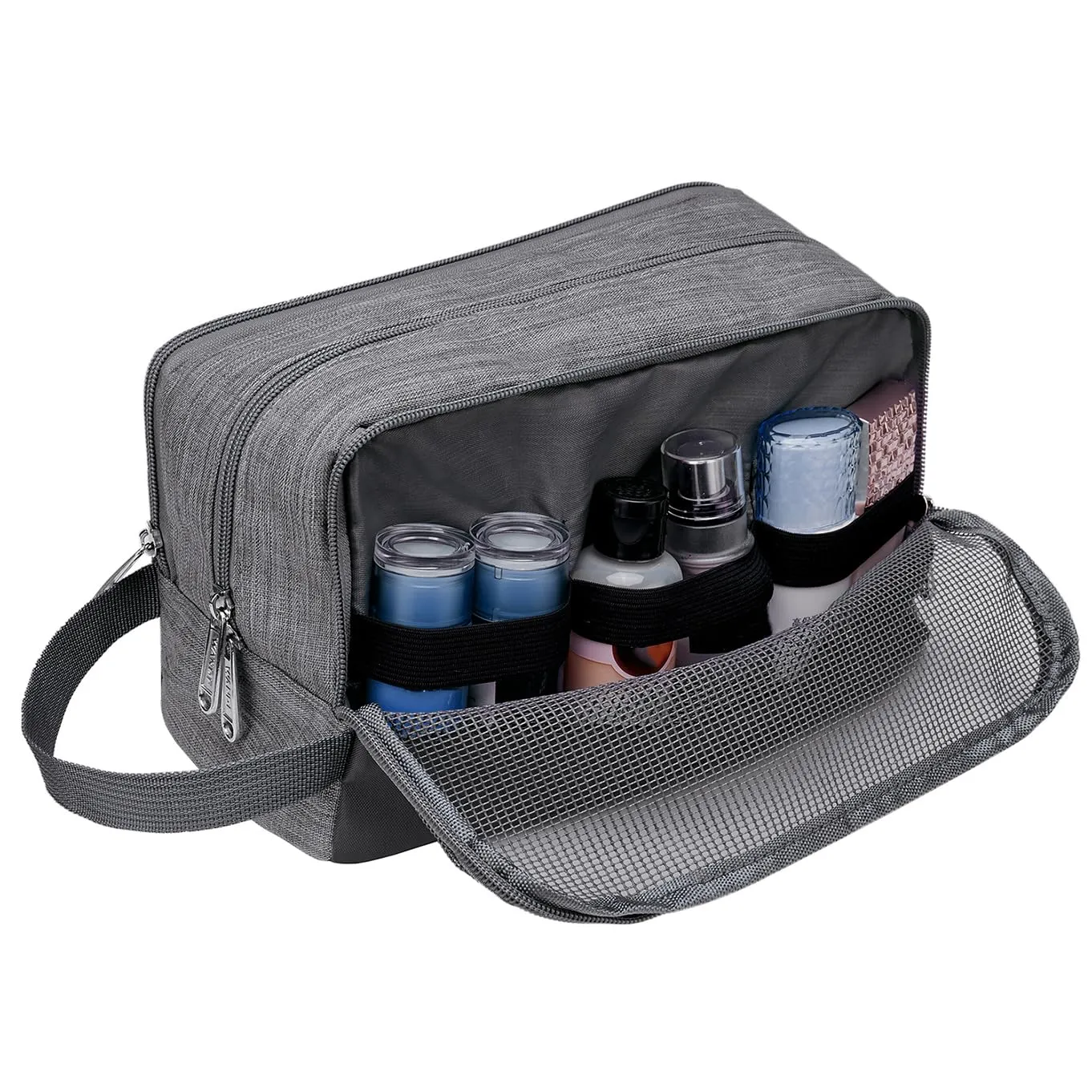 WANDF Borsa da toilette in Nylon Leggero, Grigio Denim - immagine 4