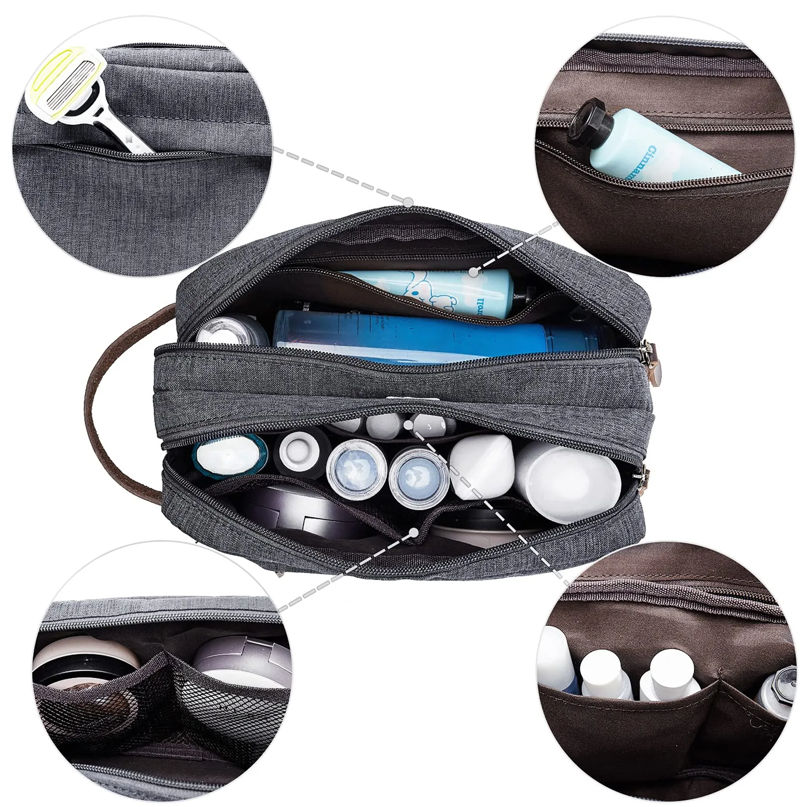 WANDF Astuccio da toilette da viaggio, Denim Grigio, M - immagine 3