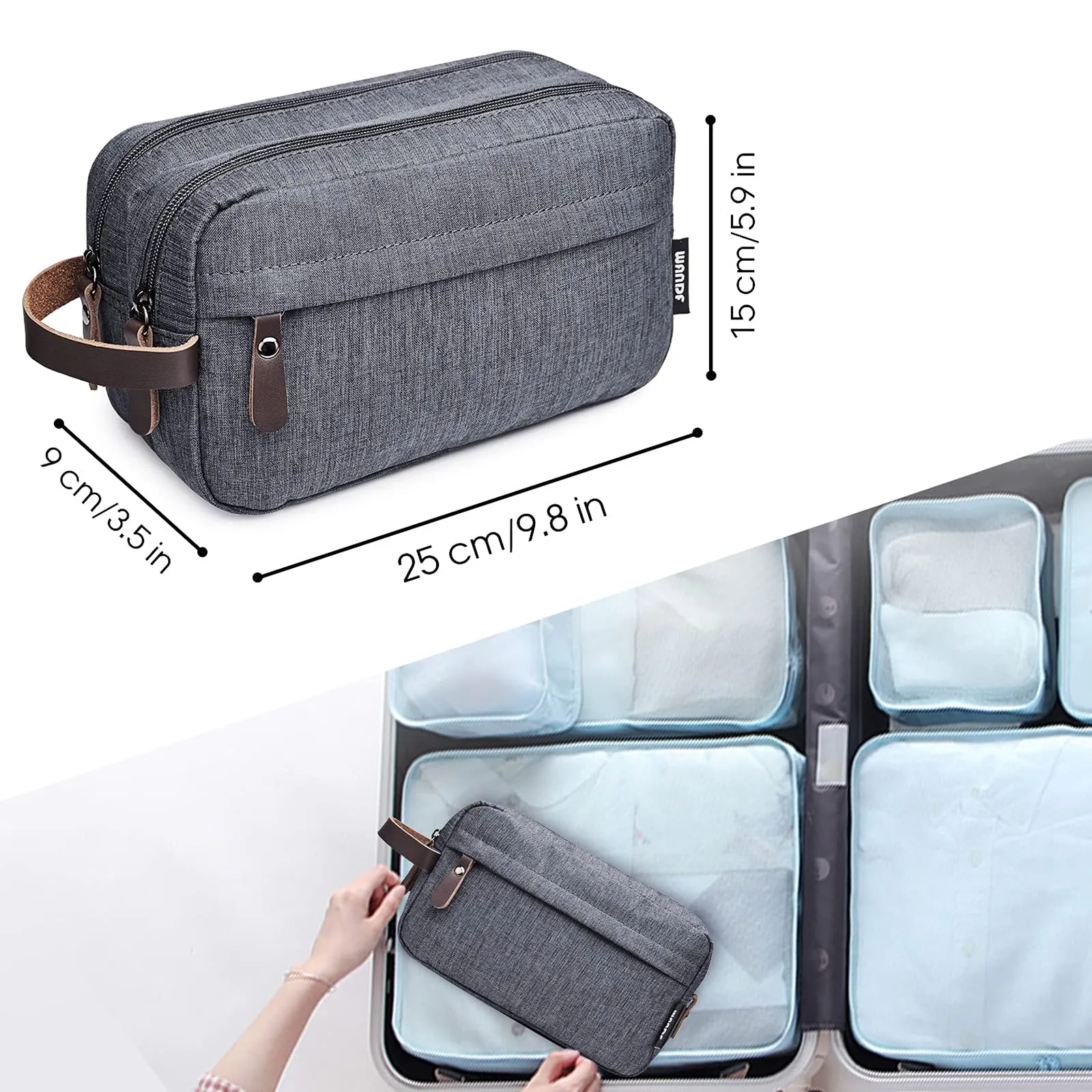 WANDF Astuccio da toilette da viaggio, Denim Grigio, M - immagine 4