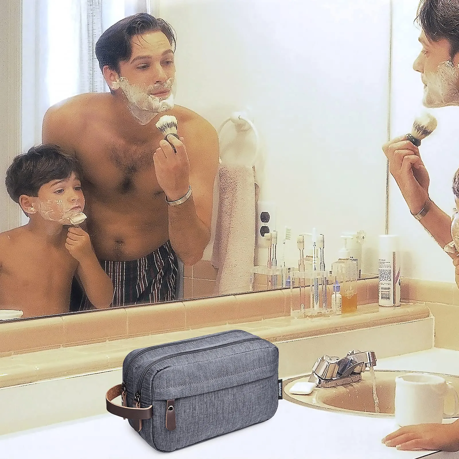 WANDF Astuccio da toilette da viaggio, Denim Grigio, M - immagine 6