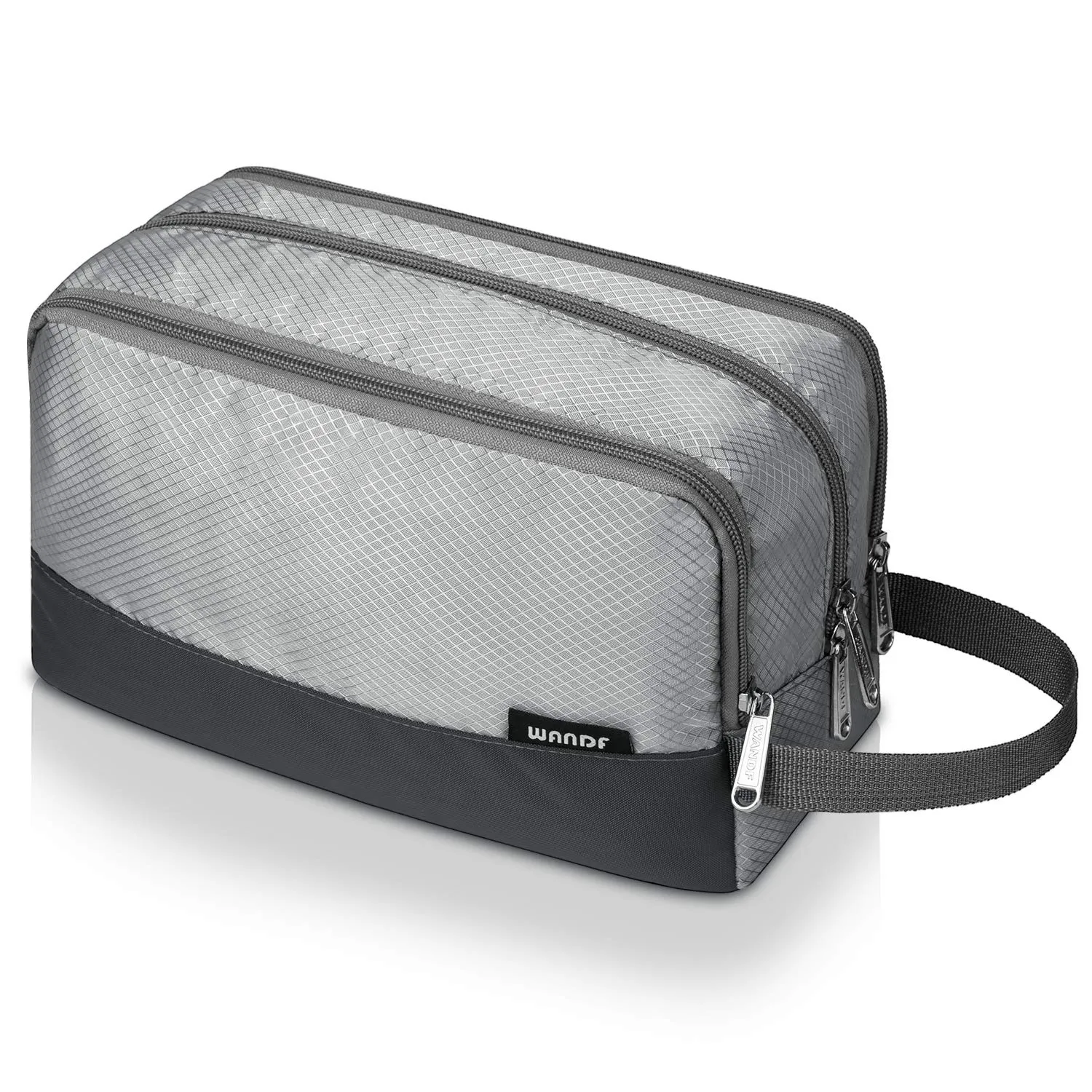 WANDF Borsa da toilette in nylon leggero per uomo e donna, Grigio - immagine 1