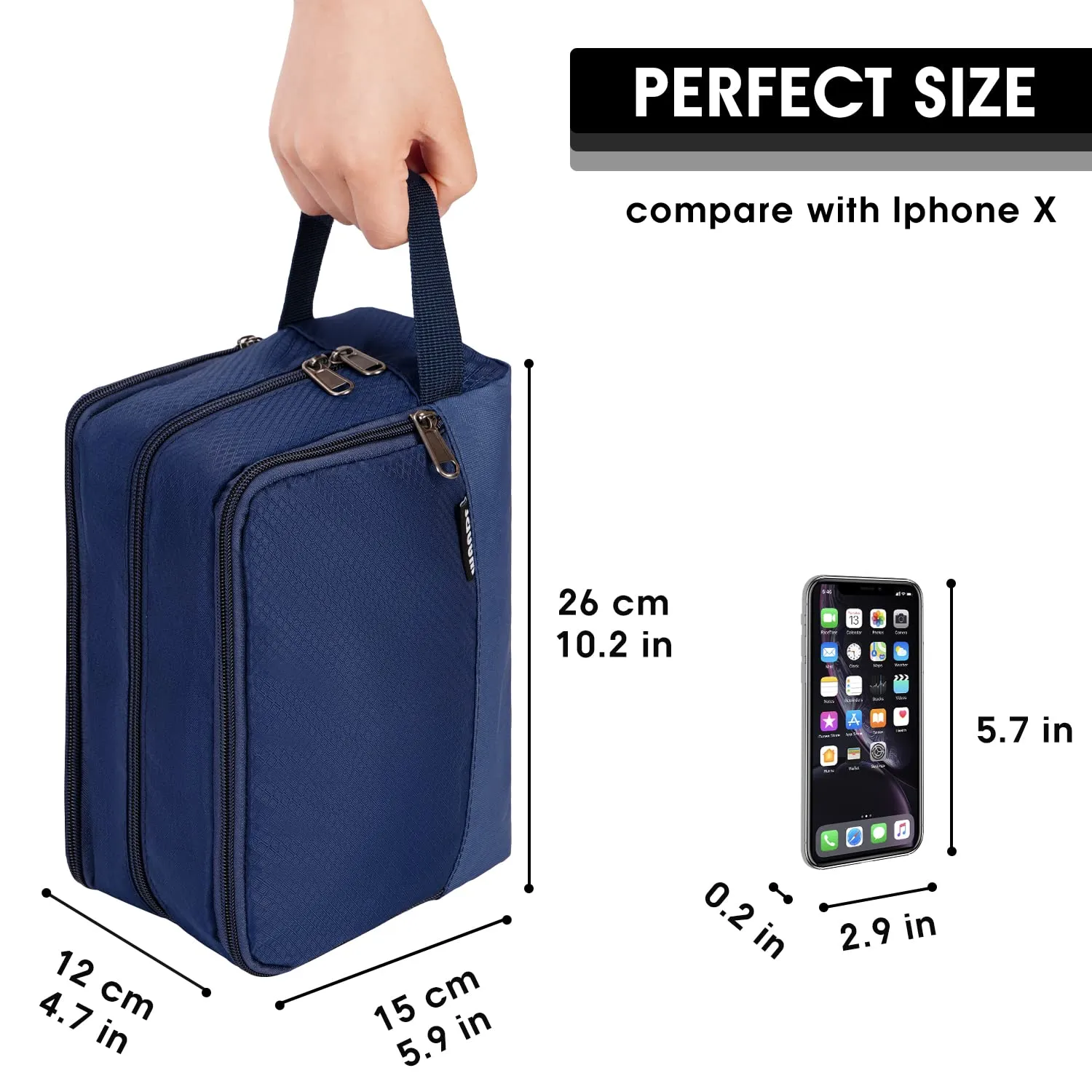 WANDF Cosmetic Toiletry Bag for Men and Women, Royal Blue - immagine 5