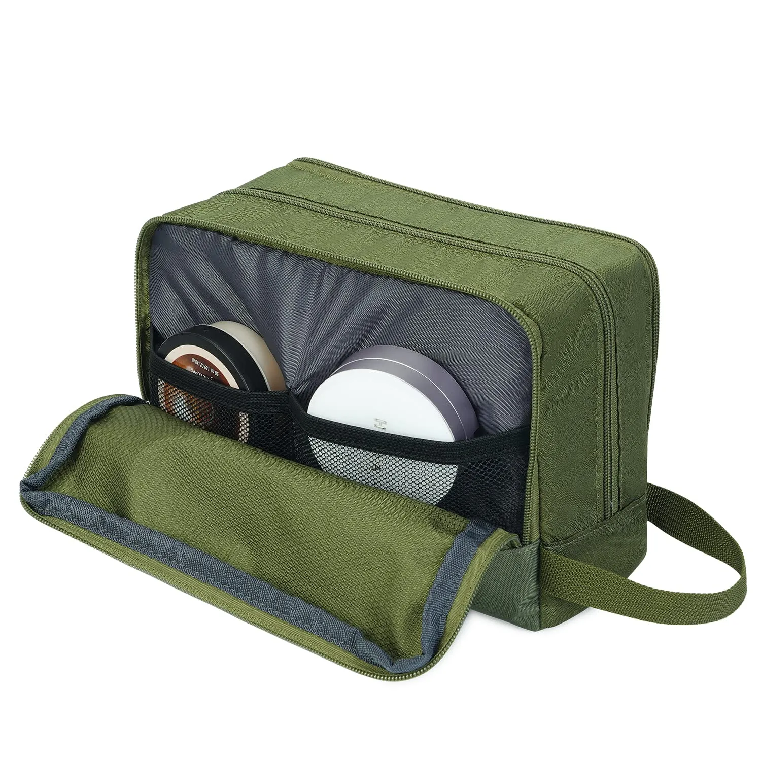 WANDF Beauty Bag Toiletry Bag for Men and Women, A-Pure Army Green - immagine 3