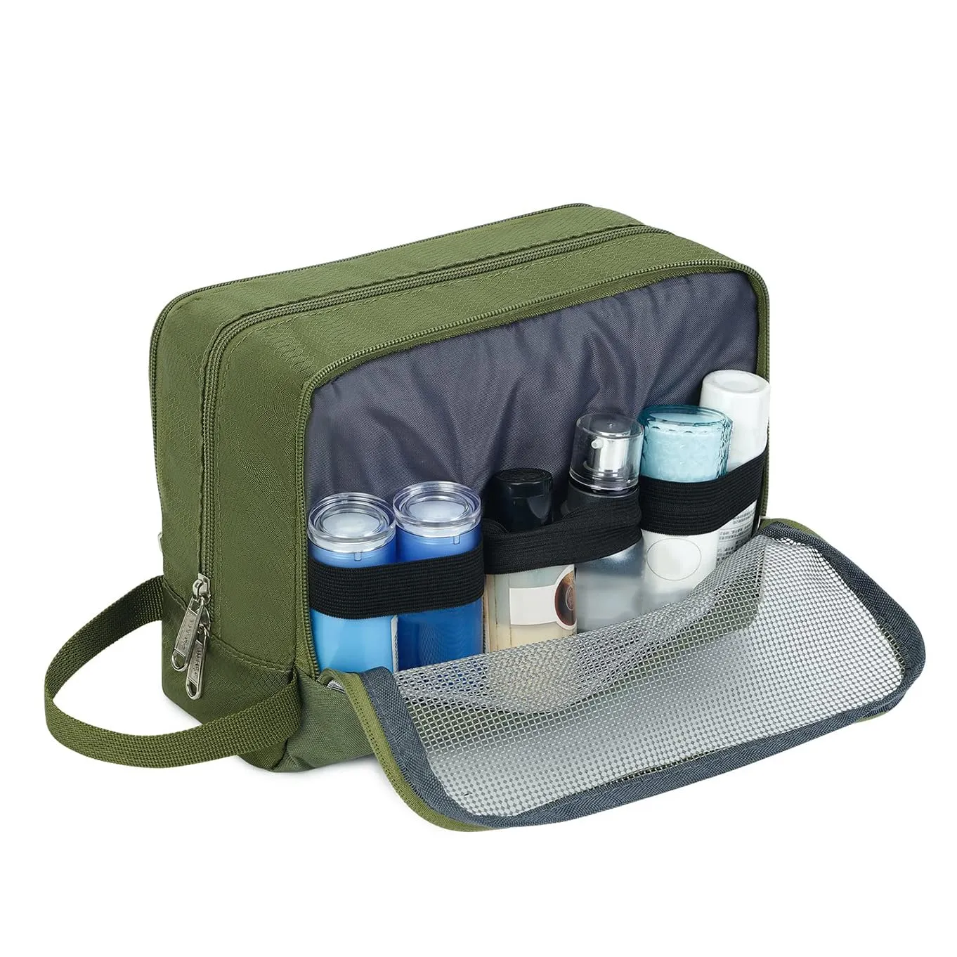 WANDF Beauty Bag Toiletry Bag for Men and Women, A-Pure Army Green - immagine 4