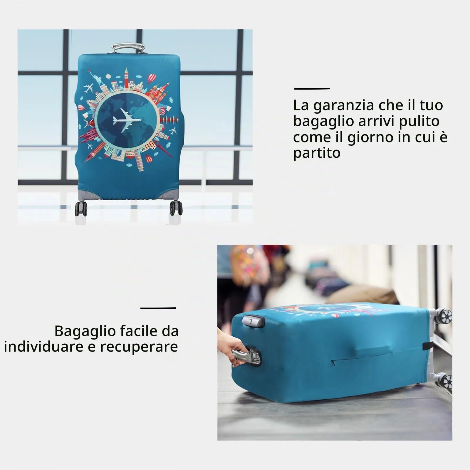 OrgaWise Copri Valigia 18-21 pollici con Etichetta per Bagaglio, Verde-piano, S - immagine 4