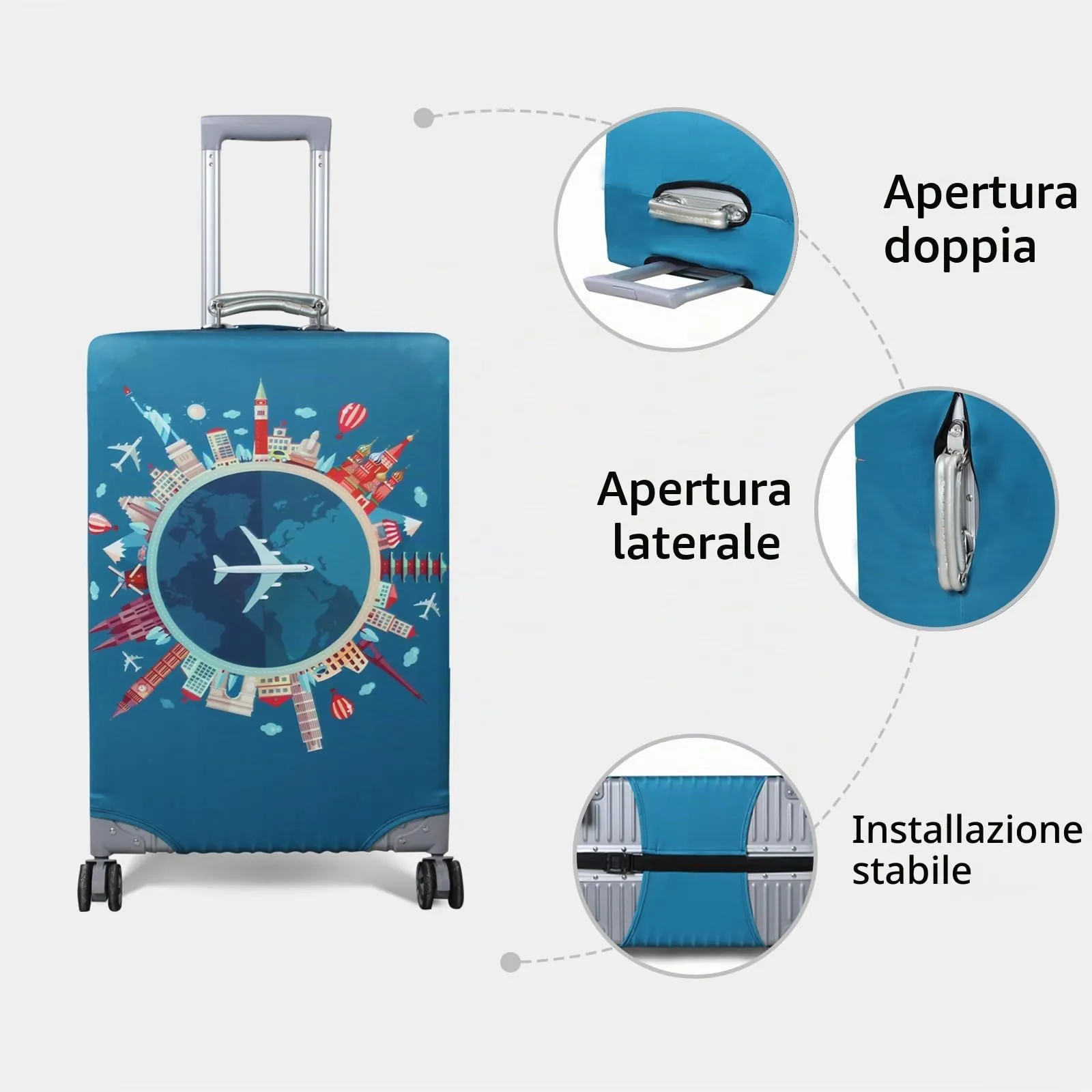 OrgaWise Copri Valigia 18-21 pollici con Etichetta per Bagaglio, Verde-piano, S - immagine 7