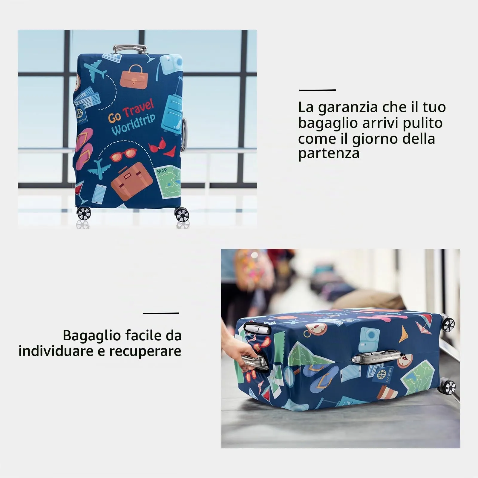 OrgaWise Copertura Valigia 18-21 pollici con Etichetta per Bagaglio, Viaggio Terra, S - immagine 4