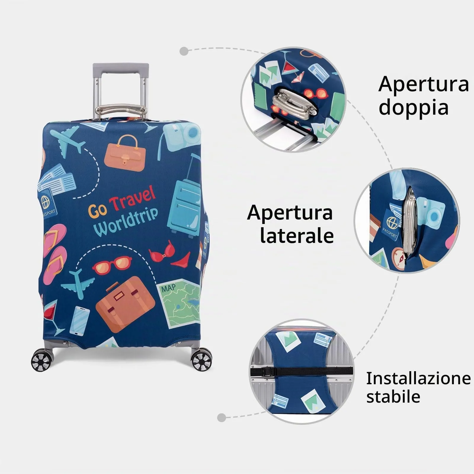 OrgaWise Copri Valigia Custodia Bagaglio da Viaggio 29-32 pollici con Etichetta per Bagaglio, XL, Viaggio Terra - immagine 7