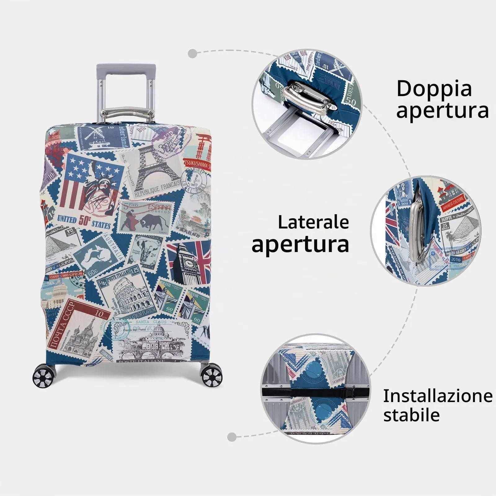 OrgaWise Copertura Valigia 18-21 pollici con Etichetta per Bagaglio, Francobollo, S - immagine 7