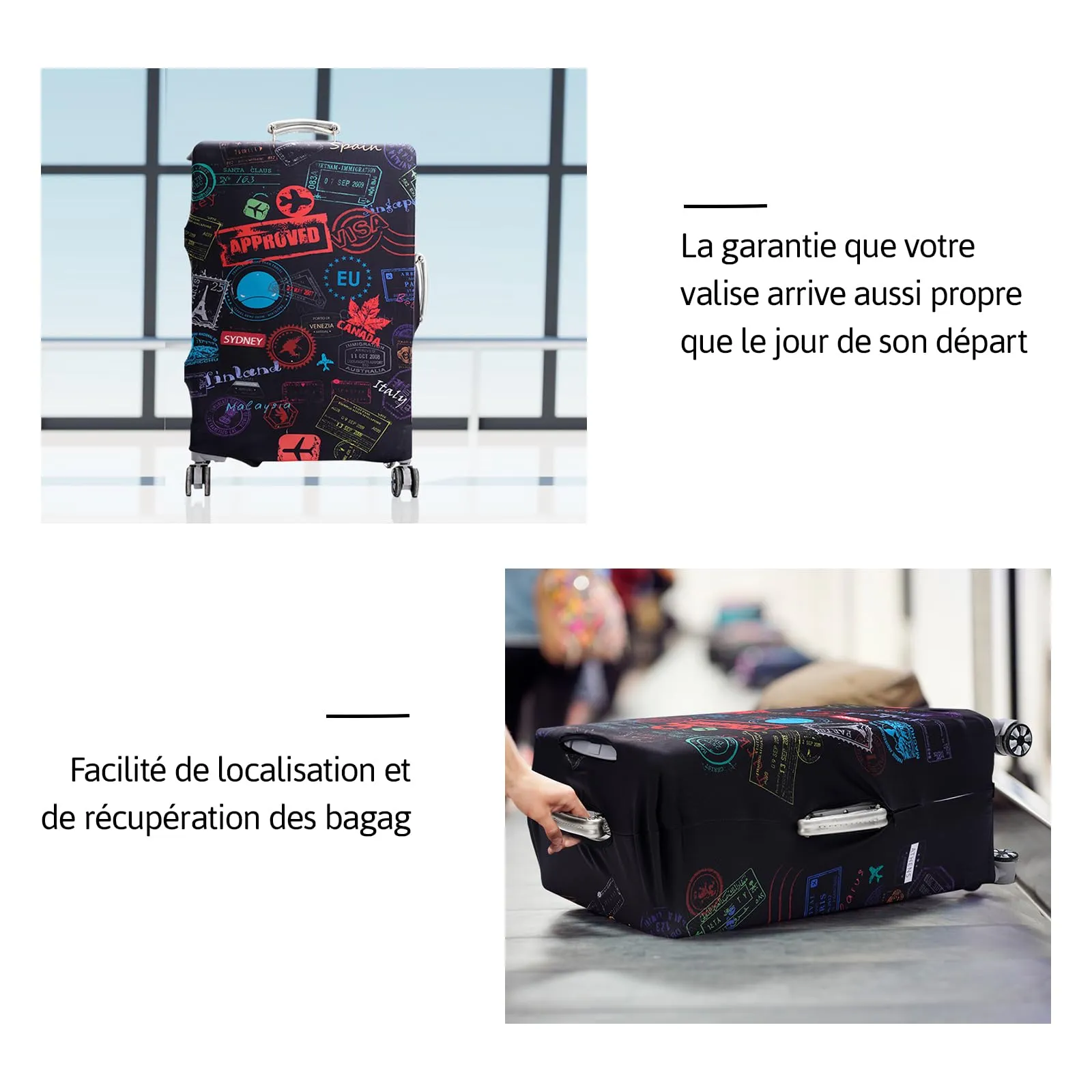 OrgaWise Copertura Valigia 18-21 Pollici con Etichetta per Bagaglio, World, S - immagine 4