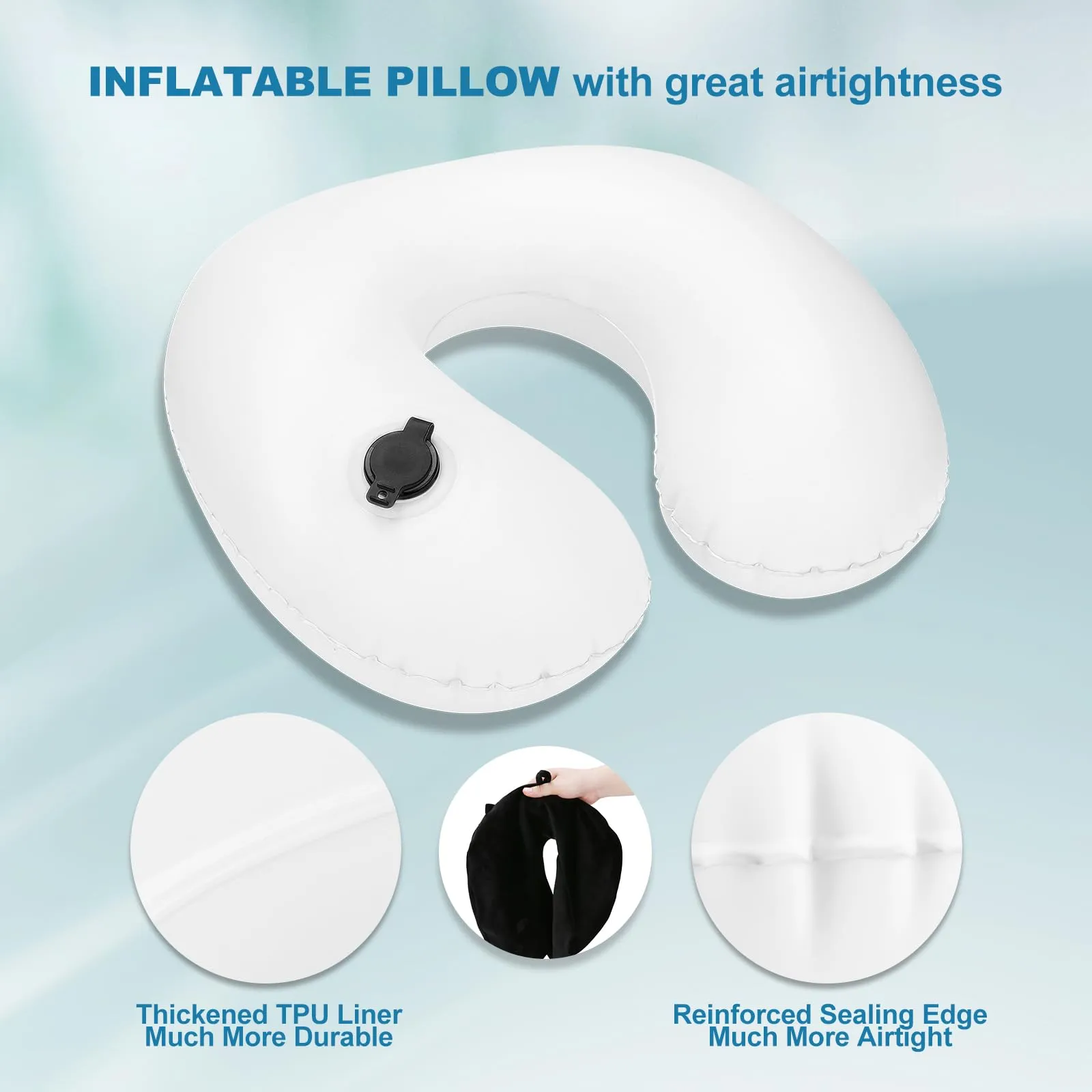 Cirorld Cuscino Gonfiabile da Viaggio per Collo con Maschera per Dormire, Tappi Auricolari e Borsa per Trasporto - immagine 8