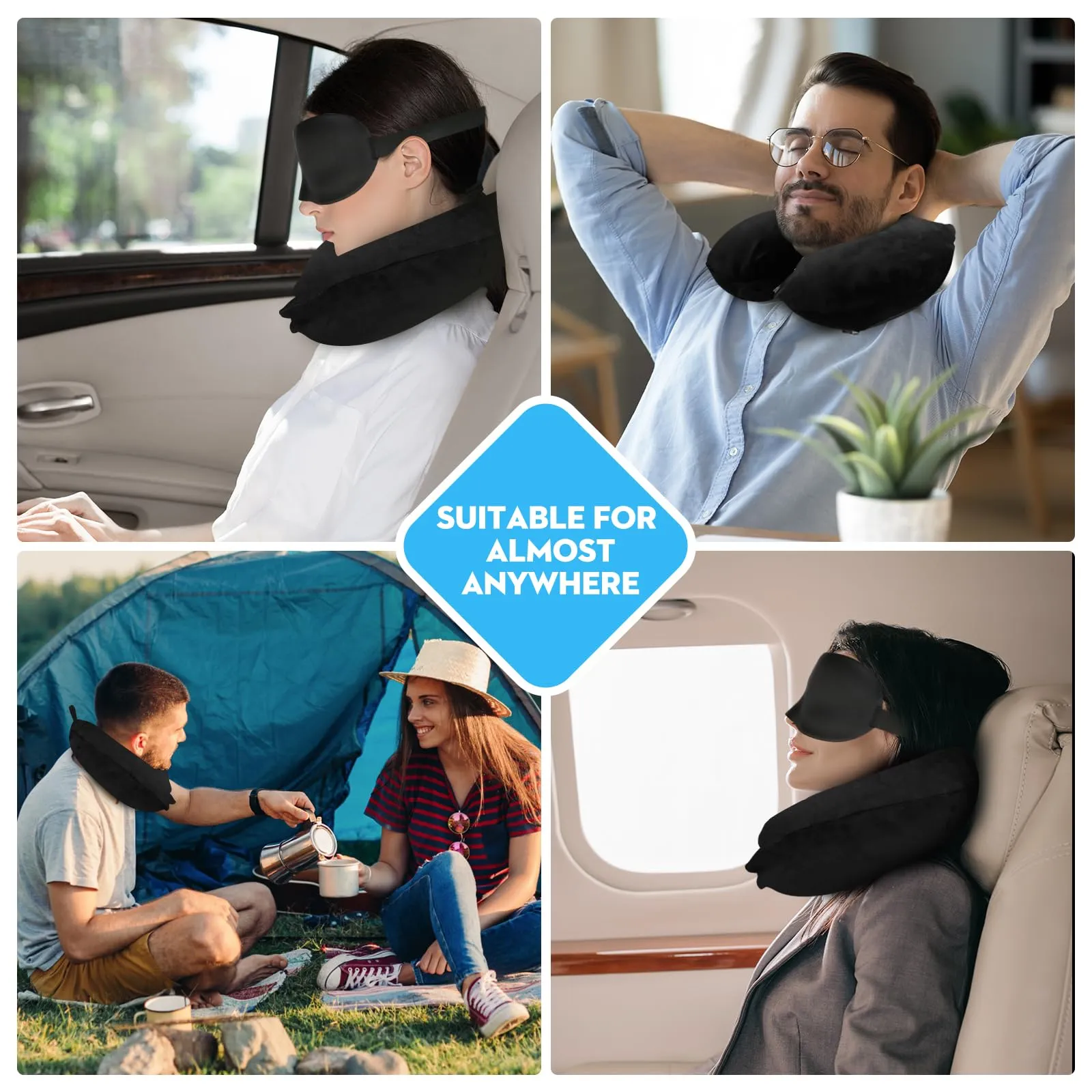 Cirorld Cuscino Gonfiabile da Viaggio per Collo con Maschera per Dormire, Tappi Auricolari e Borsa per Trasporto - immagine 9
