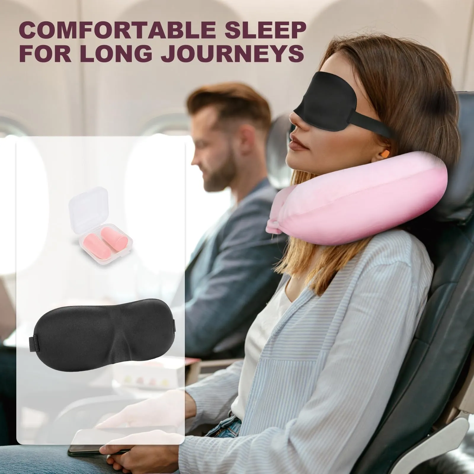 Cirorld Cuscino Gonfiabile da Viaggio per Collo con Maschera per Dormire, Tappi Auricolari e Borsa per Trasporto - immagine 7