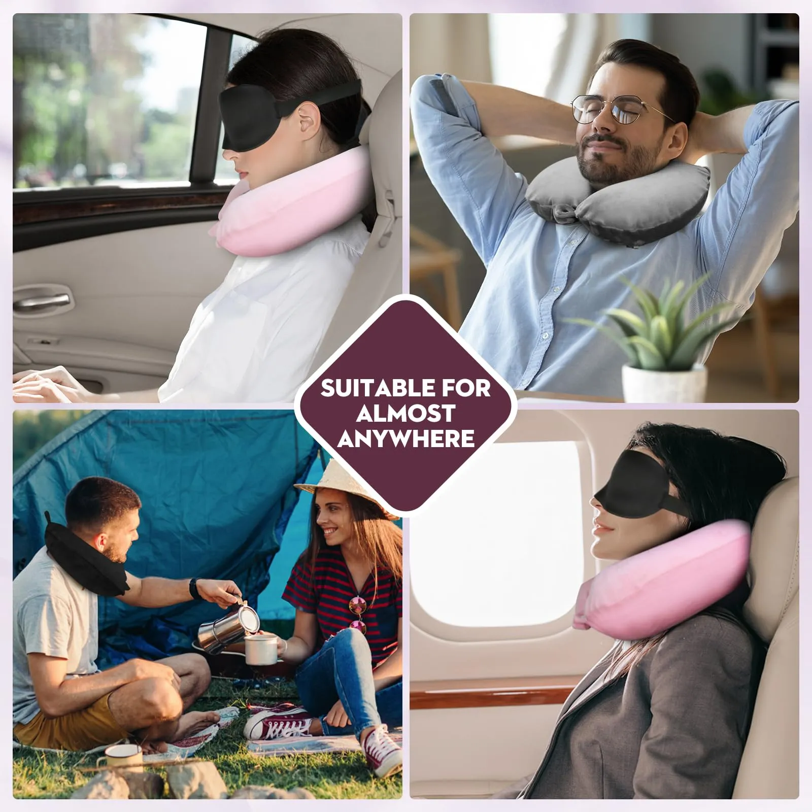 Cirorld Cuscino Gonfiabile da Viaggio per Collo con Maschera per Dormire, Tappi Auricolari e Borsa per Trasporto - immagine 9