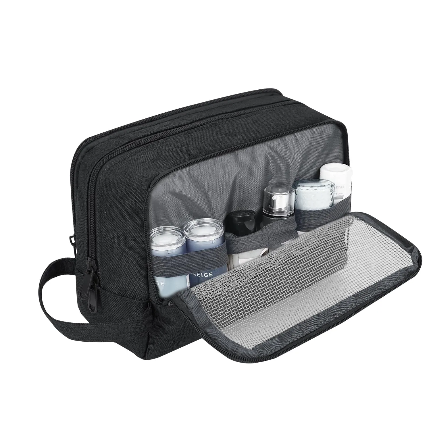 WANDF Borsa da Toilette per Uomo e Donna, A-Denim Pure Black - immagine 4