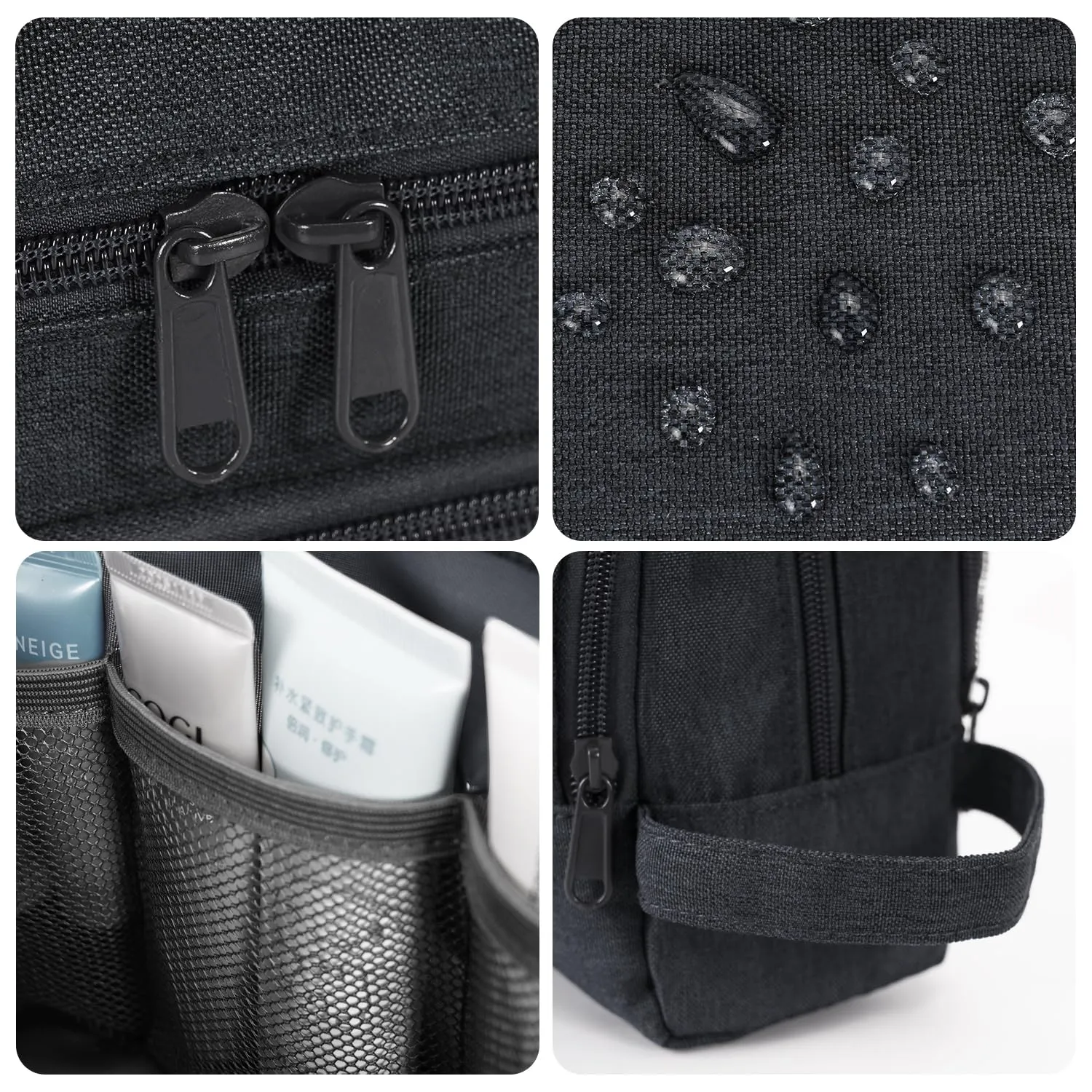 WANDF Borsa da Toilette per Uomo e Donna, A-Denim Pure Black - immagine 7