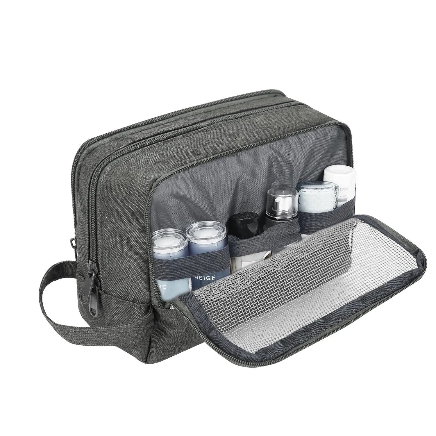 WANDF Borsa da toilette per uomo e donna, A-Denim Pure Grey - immagine 4