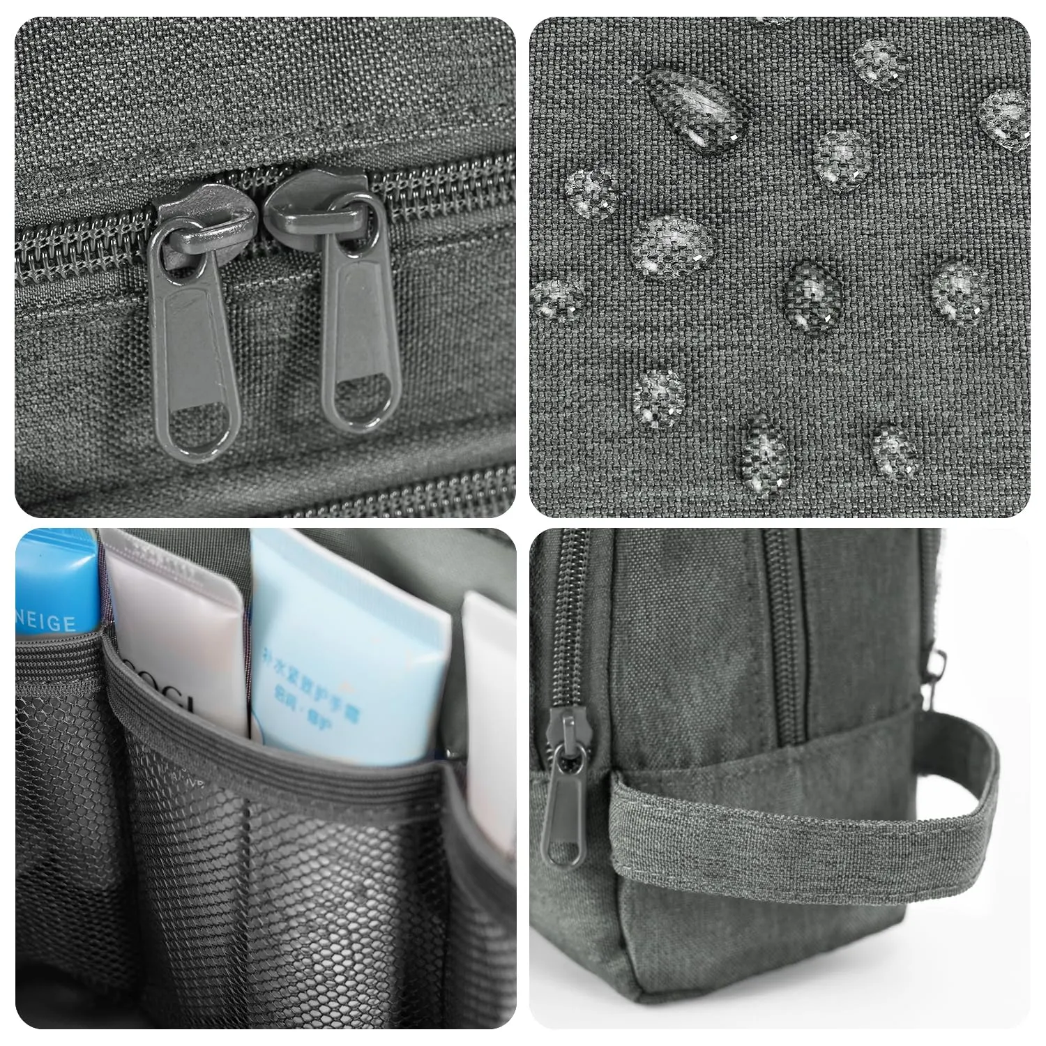 WANDF Borsa da toilette per uomo e donna, A-Denim Pure Grey - immagine 7