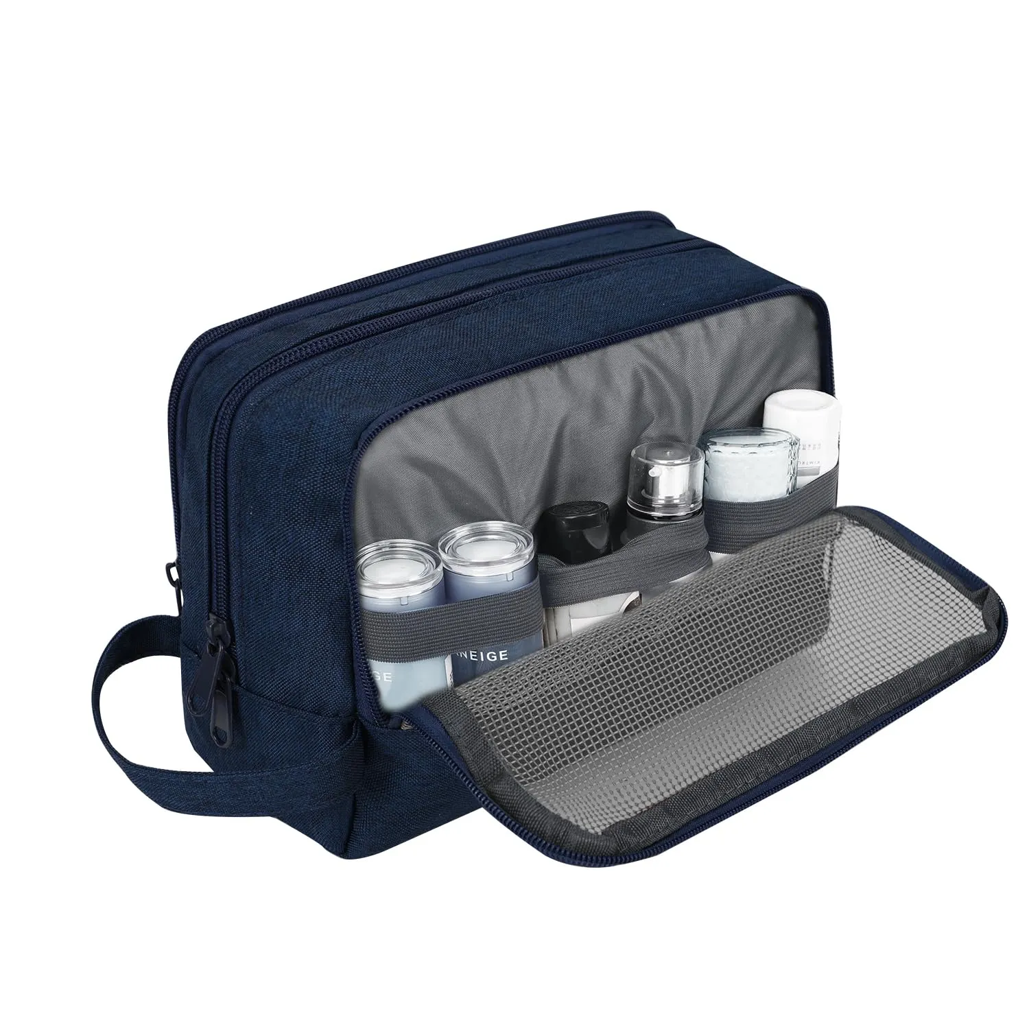 WANDF Borsa da toilette per uomo e donna, A-Denim Pure Navy Blue - immagine 4