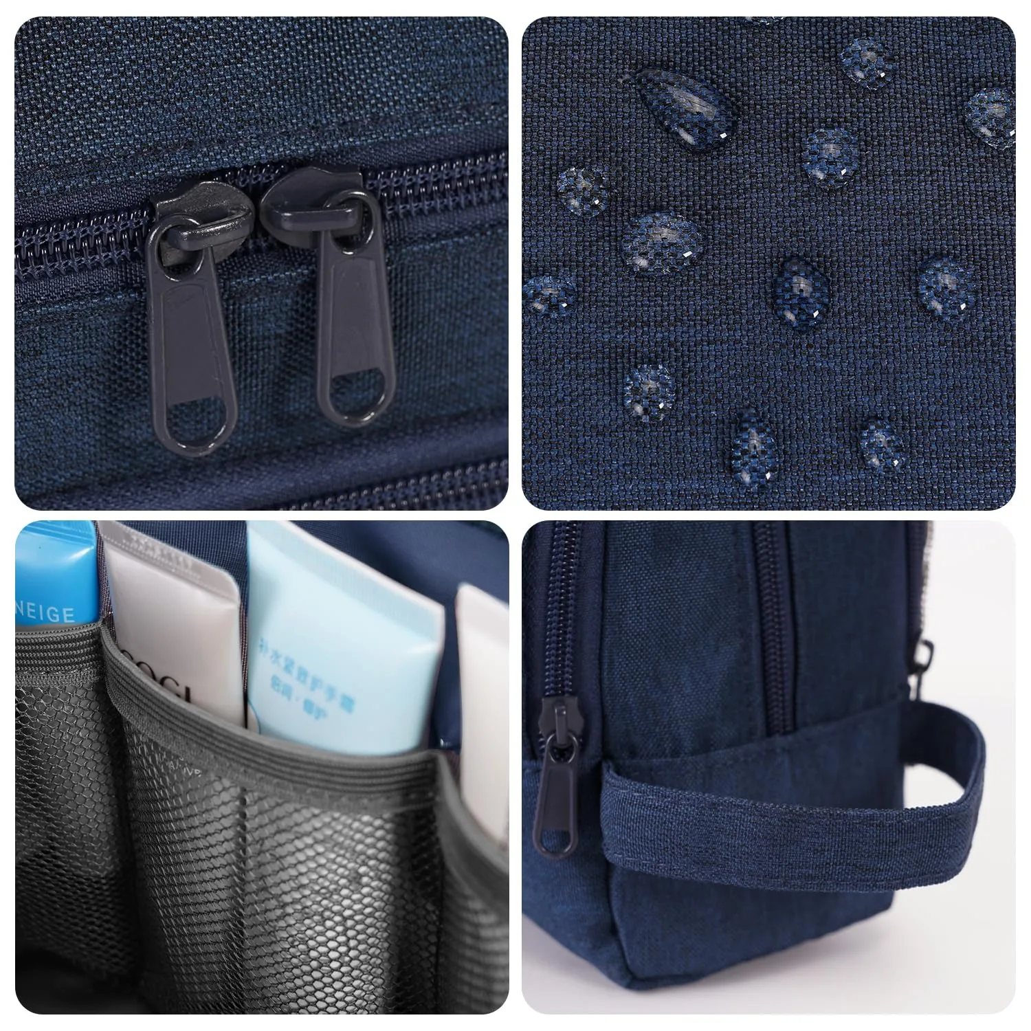 WANDF Borsa da toilette per uomo e donna, A-Denim Pure Navy Blue - immagine 7