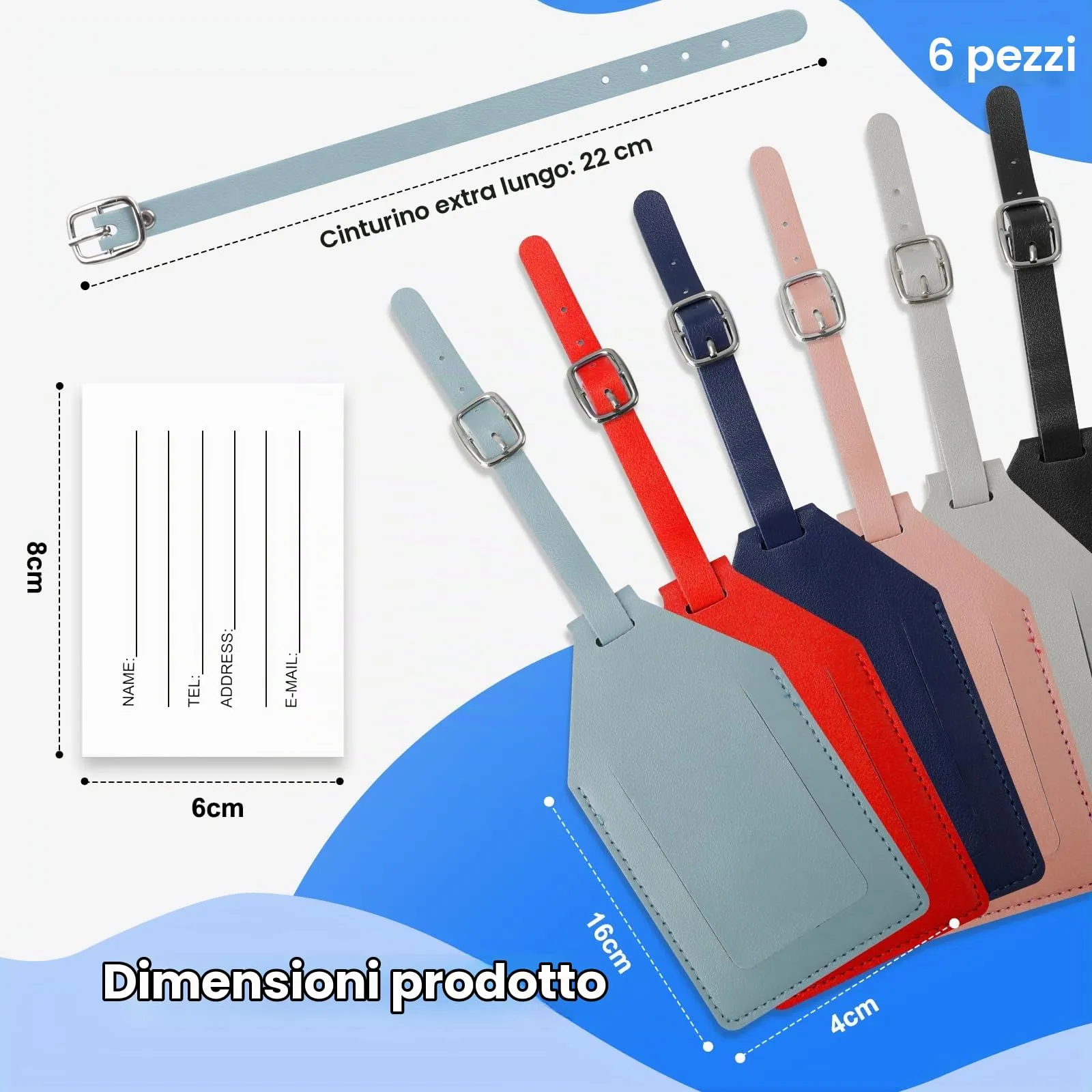 AiQInu Etichette per Valigie in PU con Copertura Protettiva AirTag, 6 Pezzi - immagine 3