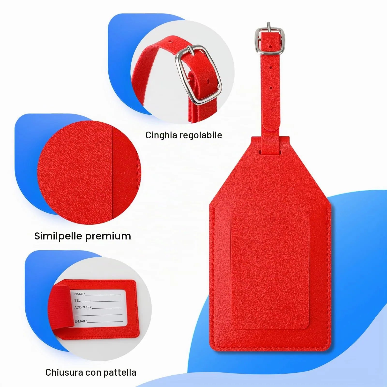 AiQInu Etichette per Valigie in PU con Copertura Protettiva AirTag, 6 Pezzi - immagine 5