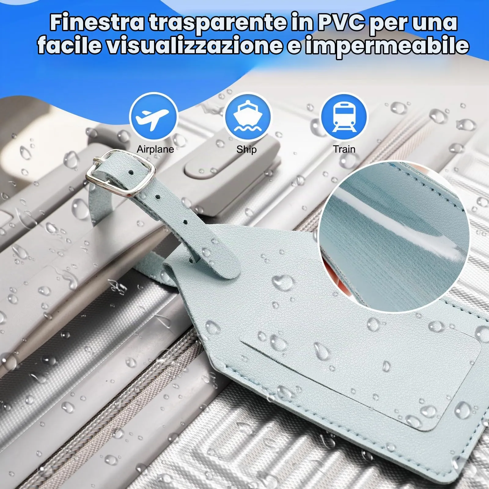AiQInu Etichette per Valigie in PU con Copertura Protettiva AirTag, 6 Pezzi - immagine 6
