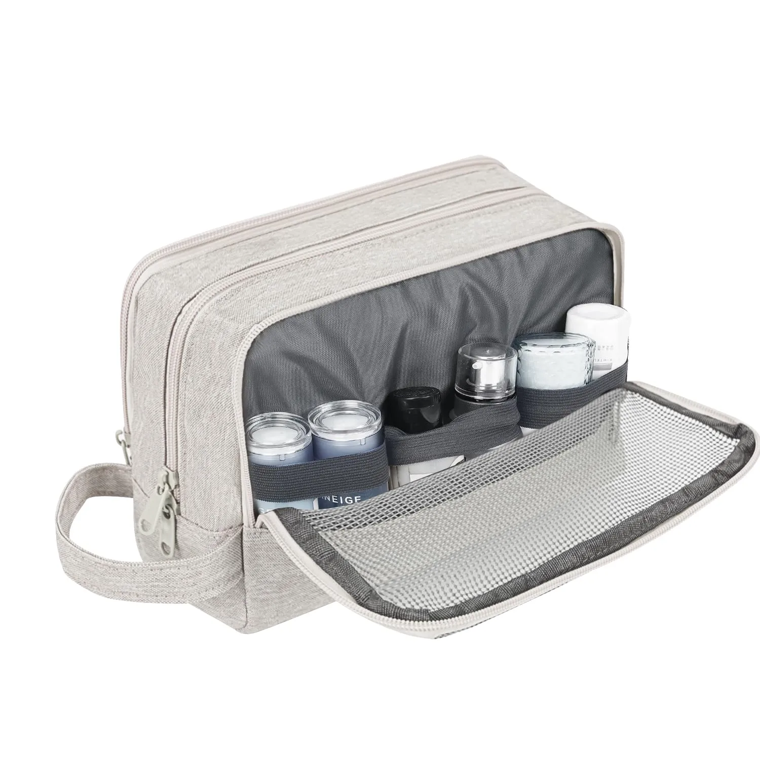 WANDF Borsa da toilette per uomo e donna (A-Denim Pure Beige) - immagine 4