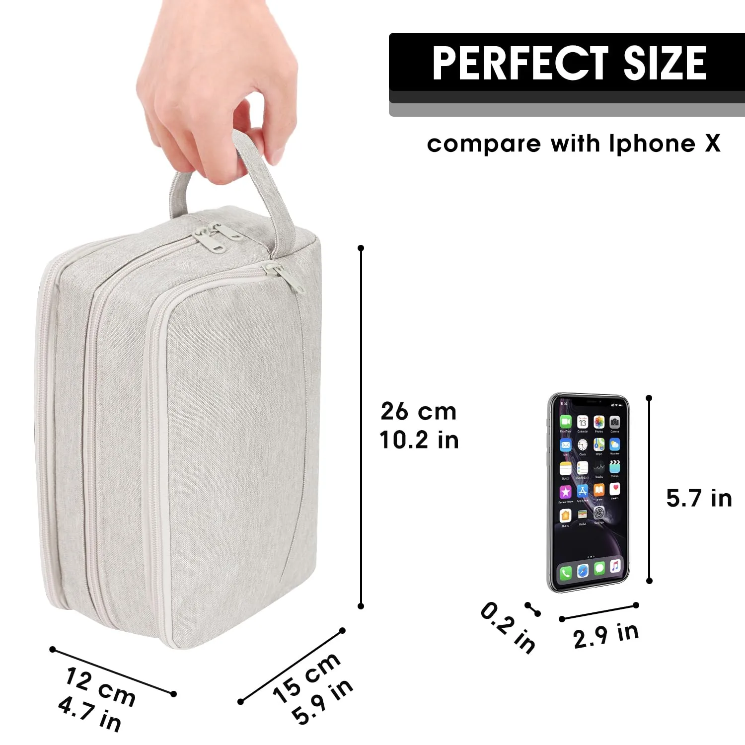 WANDF Borsa da toilette per uomo e donna (A-Denim Pure Beige) - immagine 5