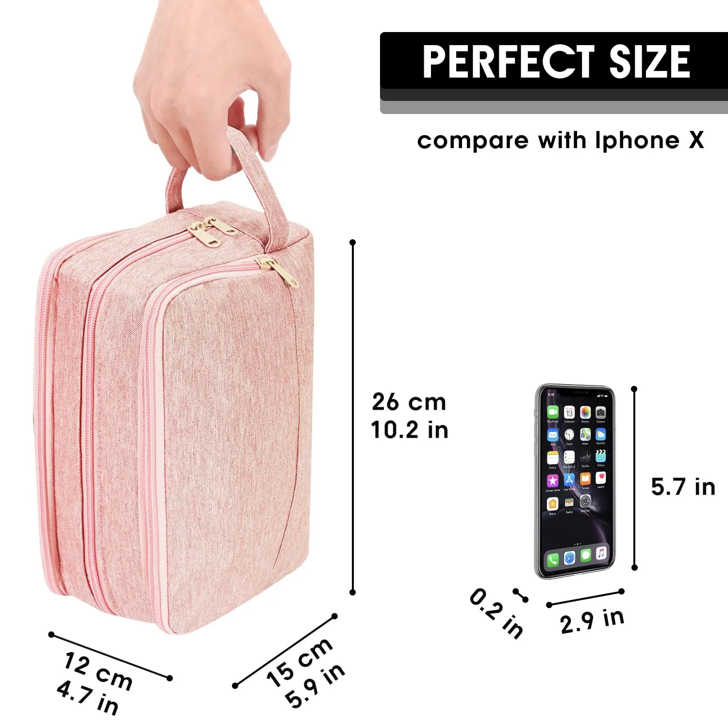 WANDF Borsa da toilette per uomo e donna, A-Denim Pure Pink - immagine 5