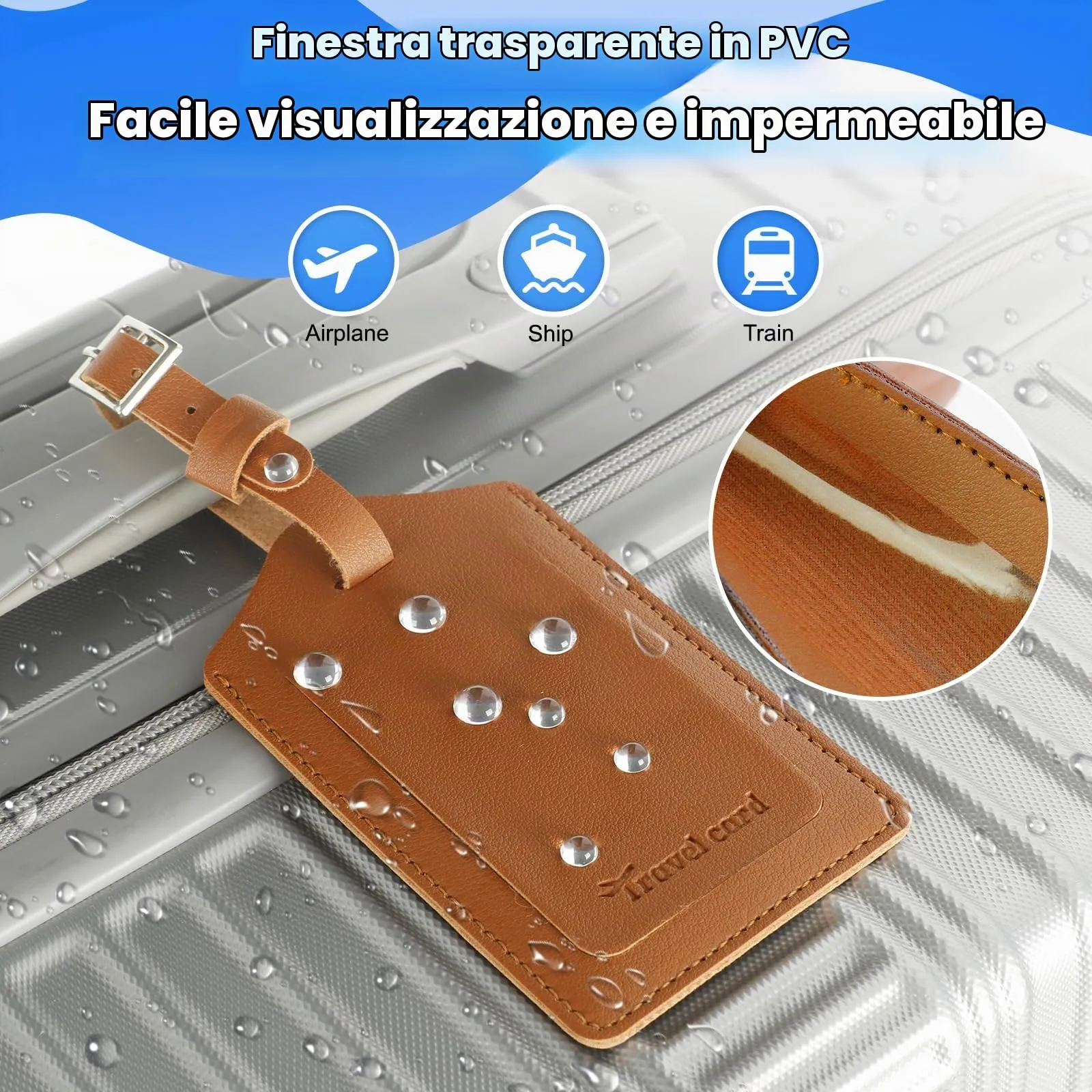 AiQInu Etichette per Valigie in PU, Set da 4 Pezzi con Lembo Privacy e Cinghie Regolabili - immagine 5
