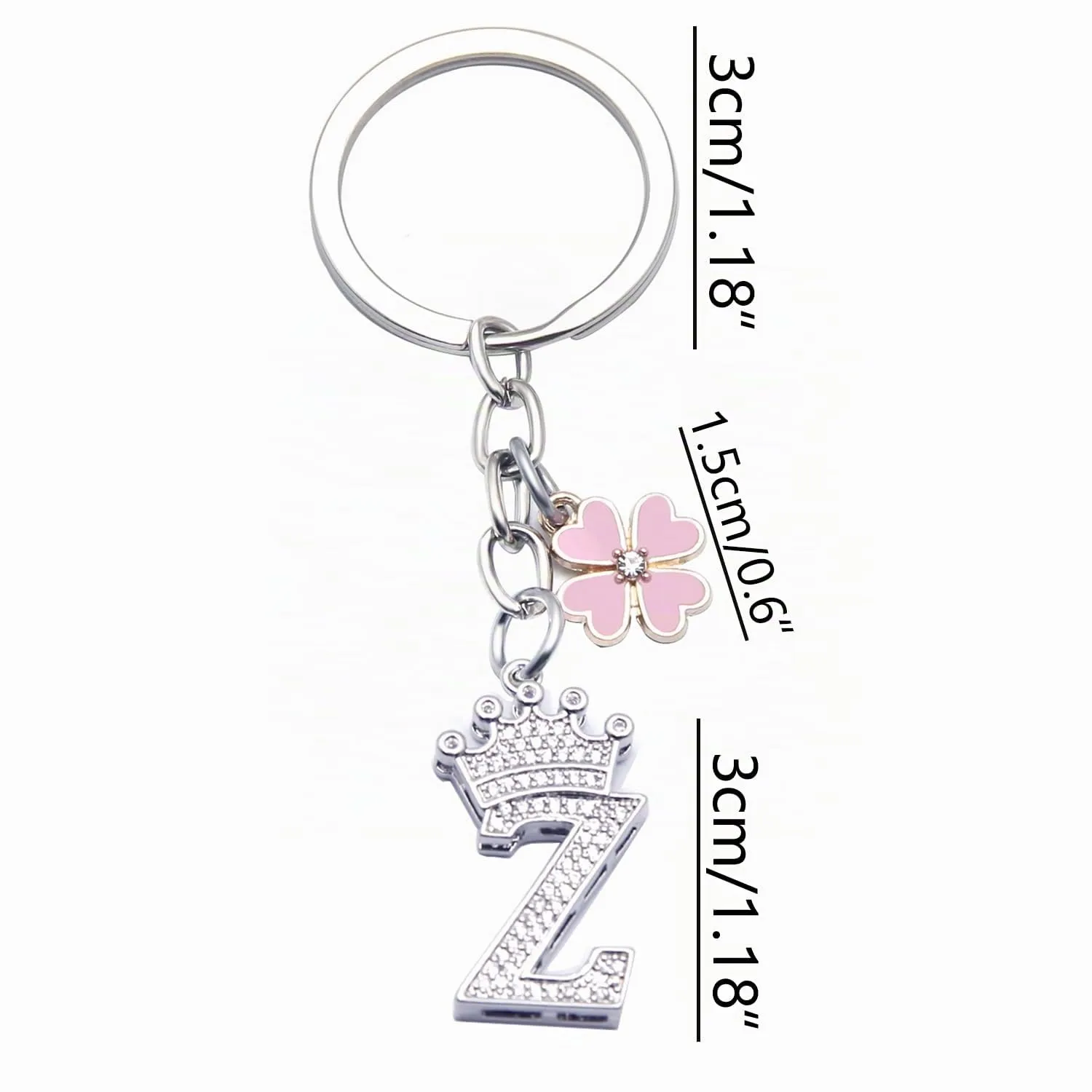 GUOYU Portachiavi con Lettera Iniziale, Argento (1Z) - immagine 2