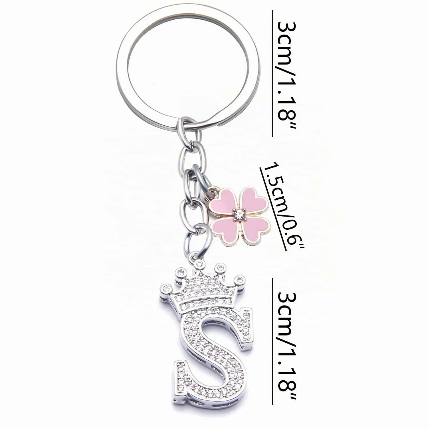 GUOYU Portachiavi con Lettera Iniziale, Argento (1S) - immagine 2