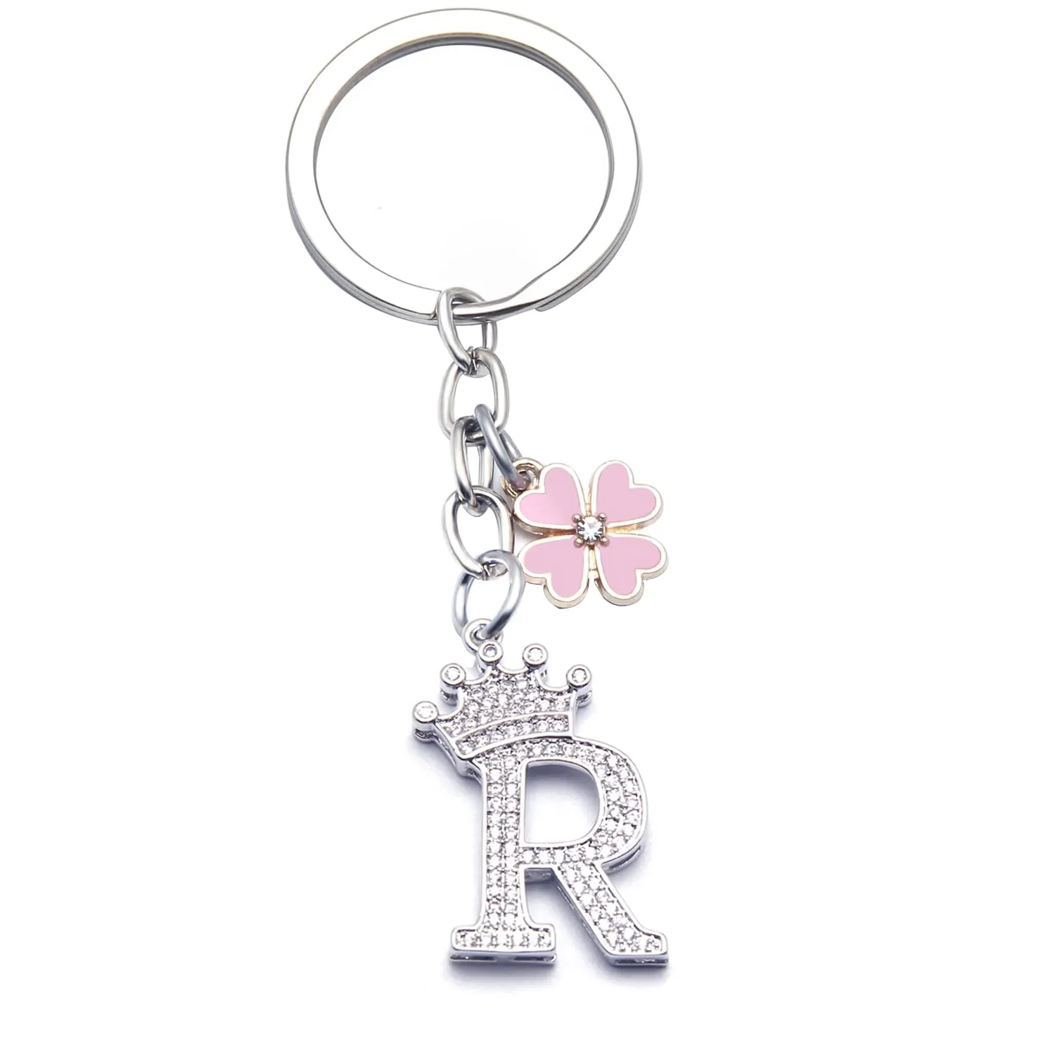 GUOYU Portachiavi con Lettera Iniziale Argento (1R) - immagine 1