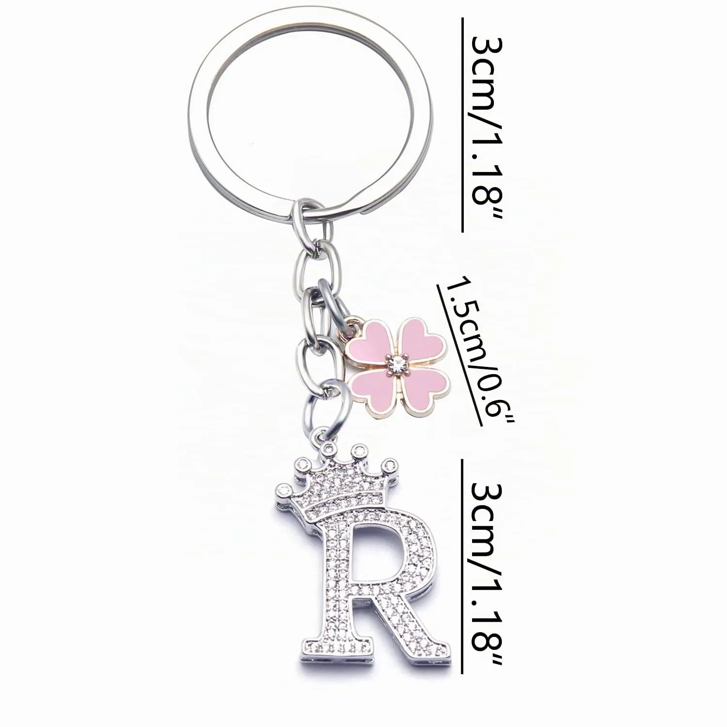 GUOYU Portachiavi con Lettera Iniziale Argento (1R) - immagine 2