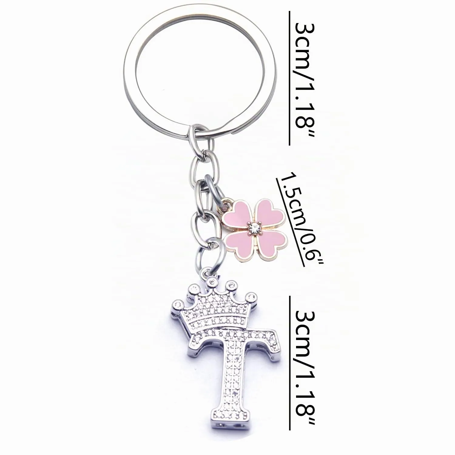 GUOYU Portachiavi con Lettera Iniziale, Argento (1T) - immagine 2