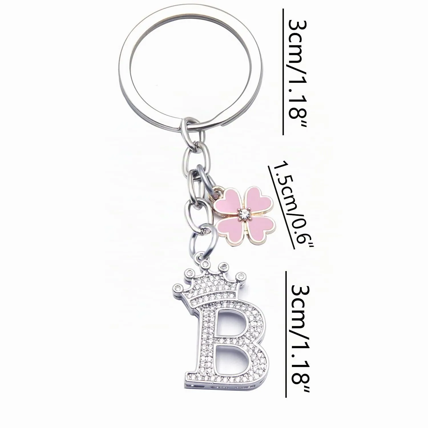 GUOYU Portachiavi con Lettera Iniziale Argento (1B) - immagine 2