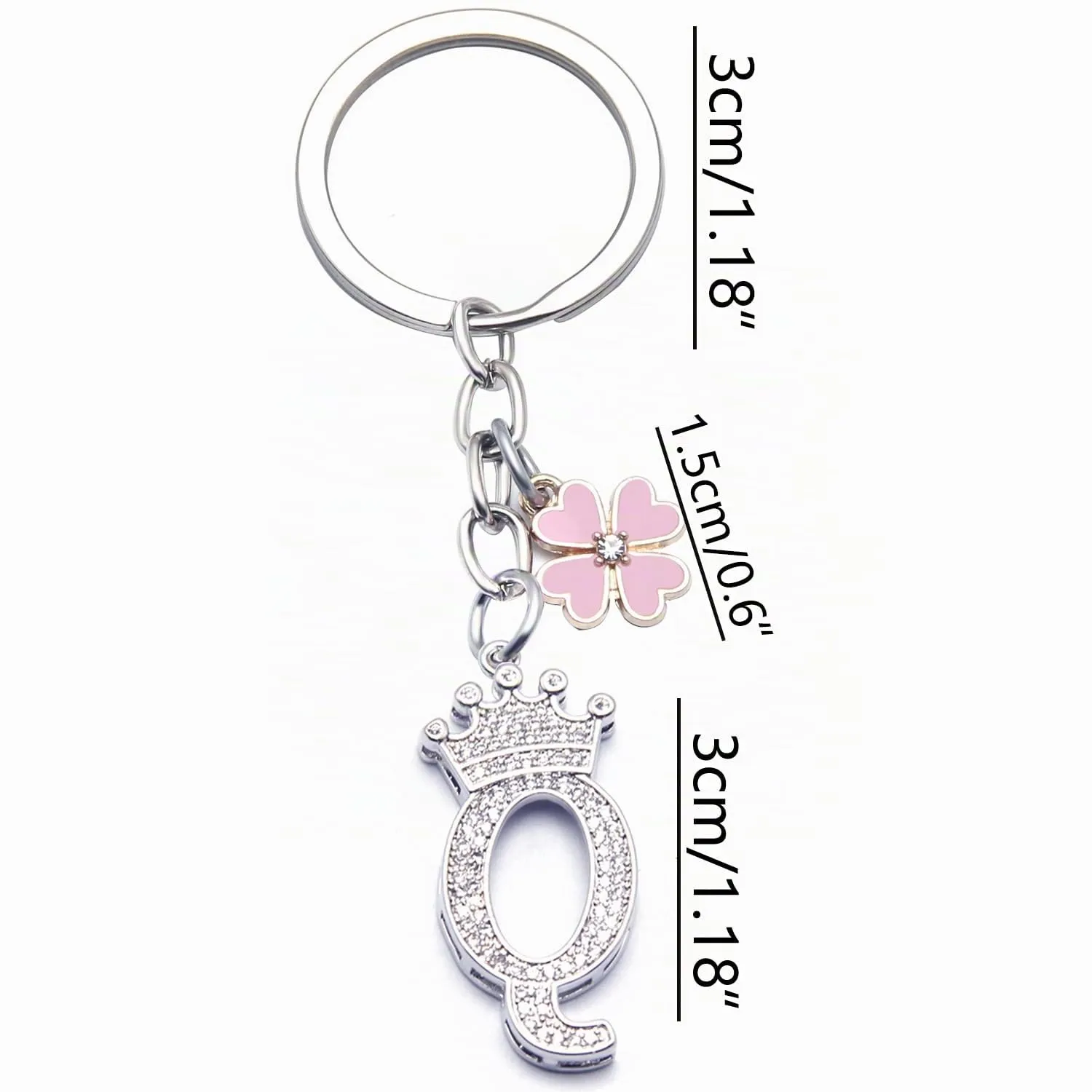 GUOYU Portachiavi con Lettera Iniziale Argento (1Q) - immagine 2
