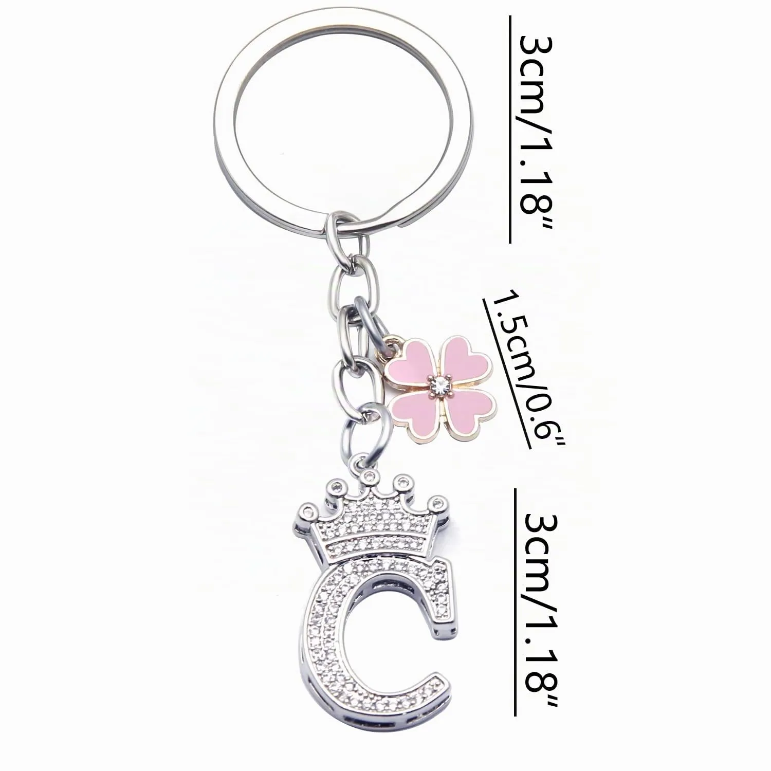 GUOYU Portachiavi con Lettera Iniziale, Argento (1C) - immagine 2