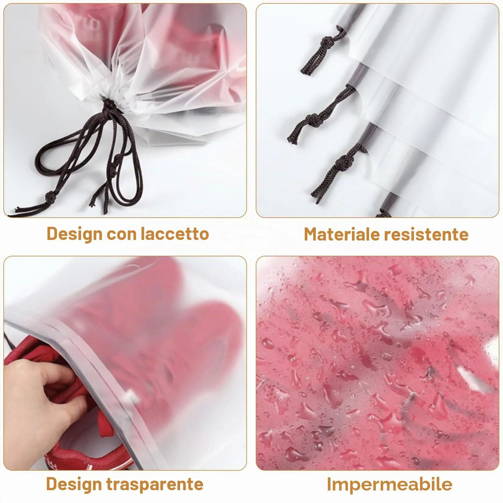 Liuliushun Sacca Porta Scarpe da Viaggio Impermeabile, 35x45 cm, Set da 8 Pezzi - immagine 4