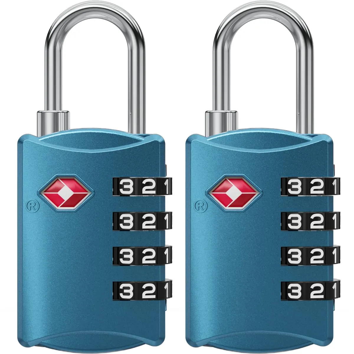 NovLock Lucchetti TSA a combinazione 4 cifre, 2 pezzi, Blu - immagine 1