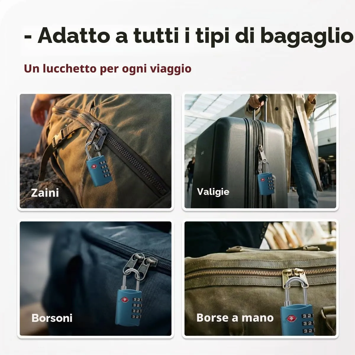 NovLock Lucchetti TSA a combinazione 4 cifre, 2 pezzi, Blu - immagine 8