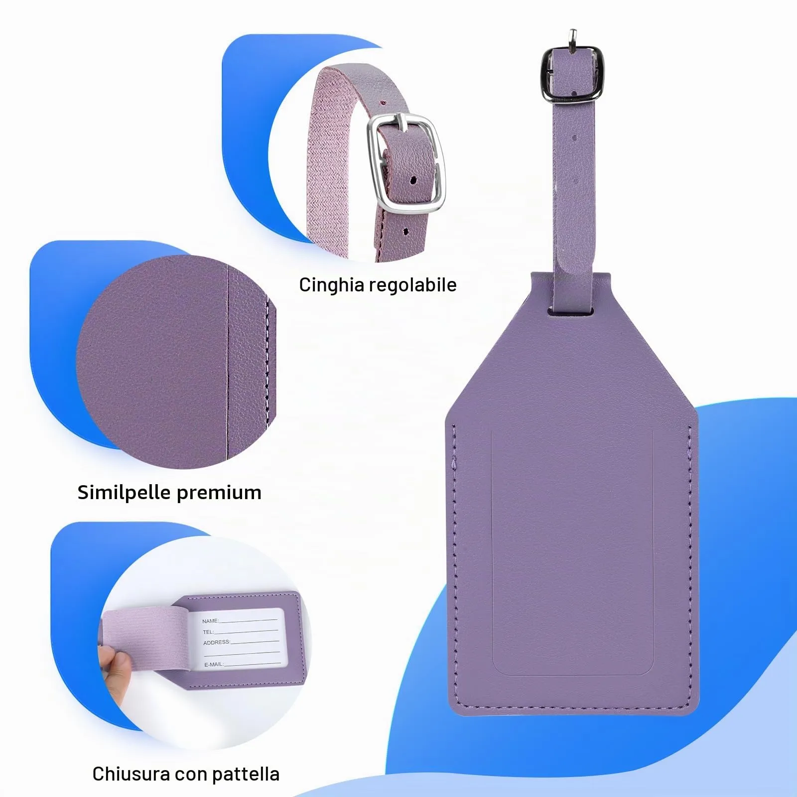 AiQInu Etichette per Valigie in PU con Copertura Protettiva AirTag, 6 Pezzi - immagine 3