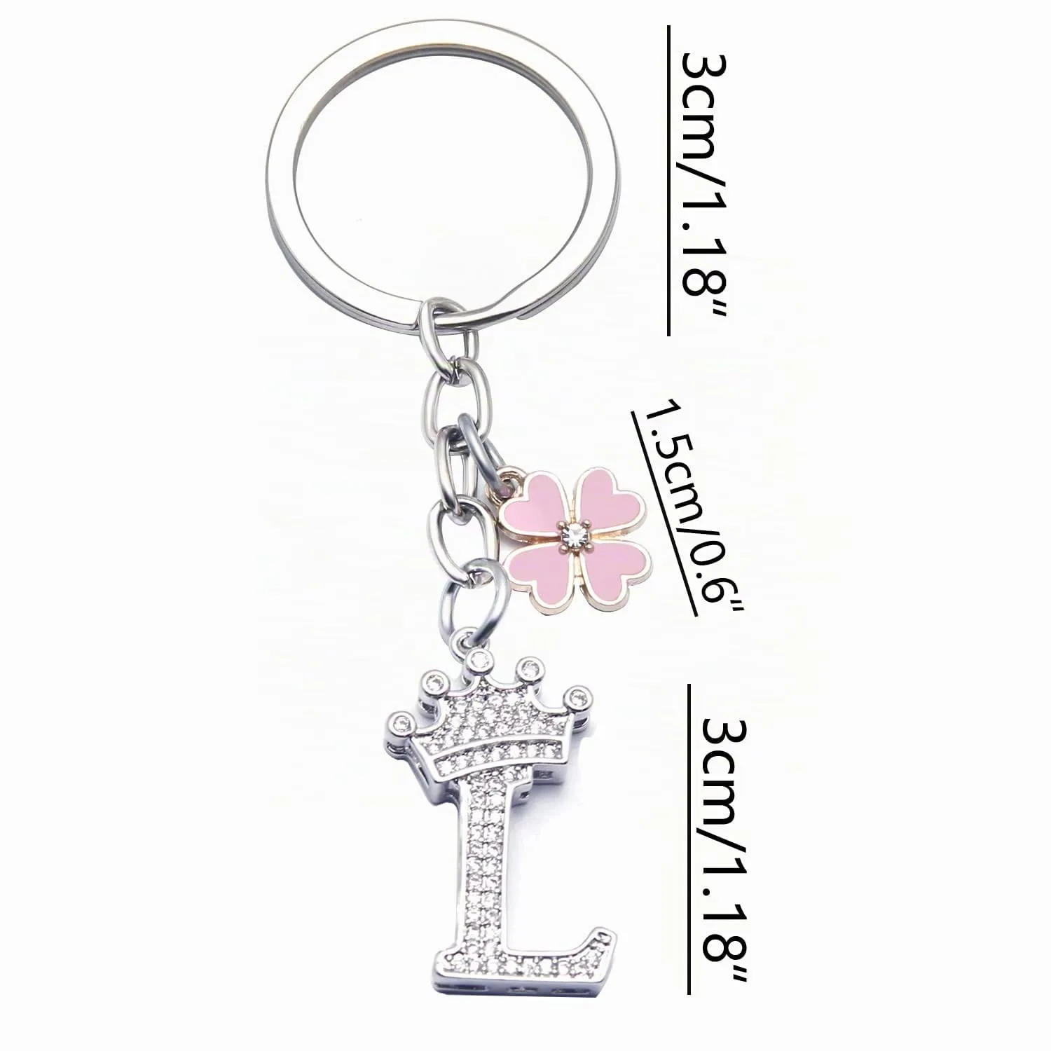GUOYU Portachiavi con Lettera Iniziale Argento (L) - immagine 2