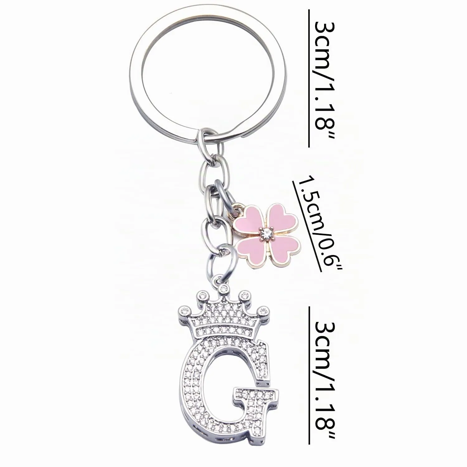 GUOYU Portachiavi con Lettera Iniziale, Argento (1G) - immagine 2