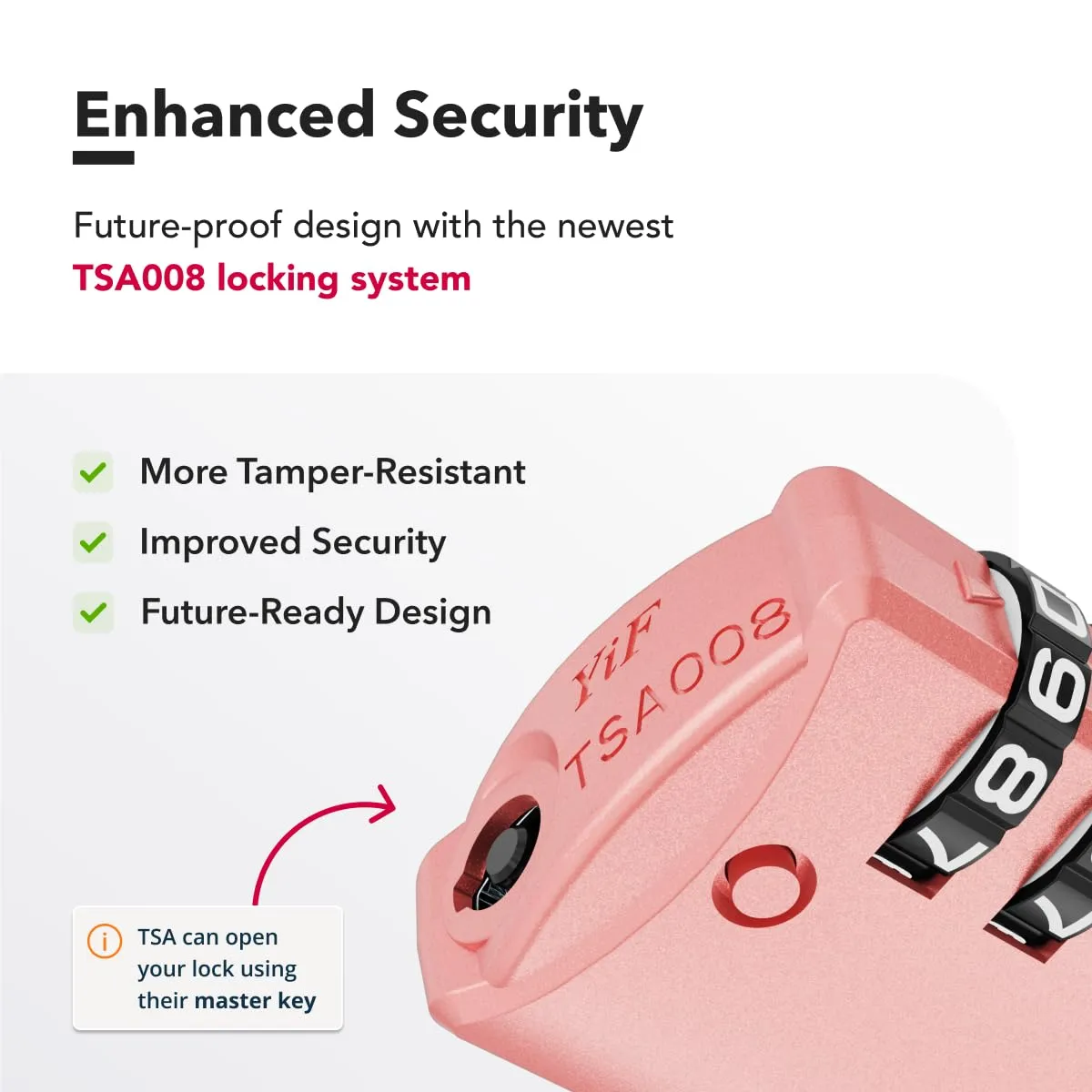 NovLock Lucchetti TSA a combinazione da viaggio a 4 cifre, 3 pezzi, Rosa - immagine 5